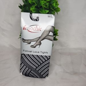 Frenchic Black Fishnet Lace Tights SizeM/L NWT